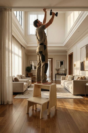 Yetiş İki Basamaklı MDF Tabure Merdiven Safir Meşe