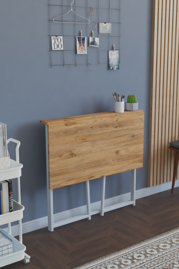 Yüceer Home Workpro Çam Tabla Beyaz Demir Ayaklı Çalışma Masası
