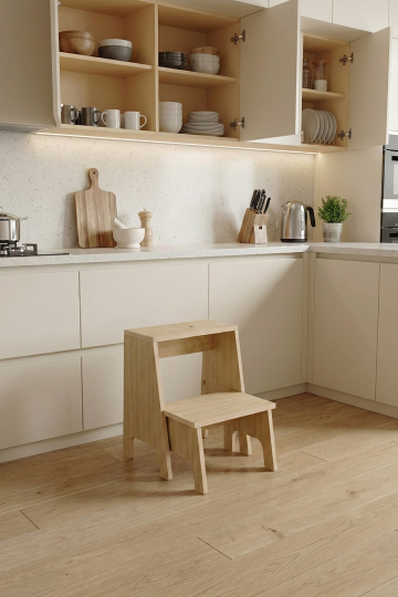 Yetiş İki Basamaklı MDF Tabure Merdiven Safir Meşe