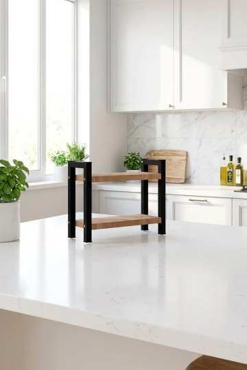 Metal Mutfak Tezgah Üstü Organizer 2 Yüksek Raflı