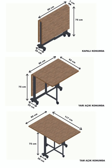 Büyük Çift Katlanabilir Ve Dik Durabilen Yemek Masası Çalışma Masası