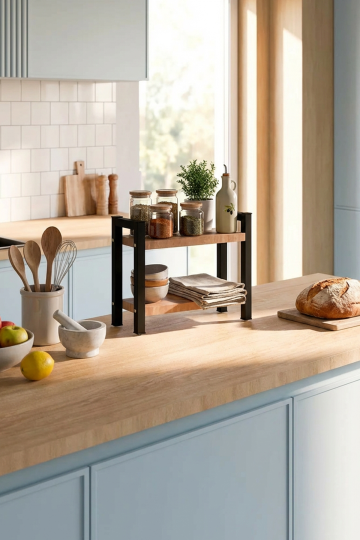 Metal Mutfak Tezgah Üstü Organizer 2 Yüksek Raflı