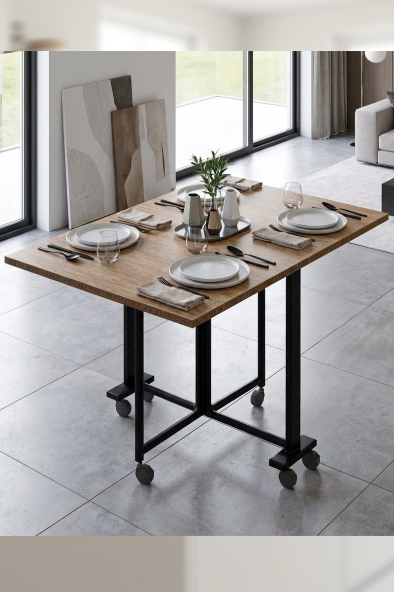 Büyük Çift Katlanabilir Ve Dik Durabilen Yemek Masası Çalışma Masası