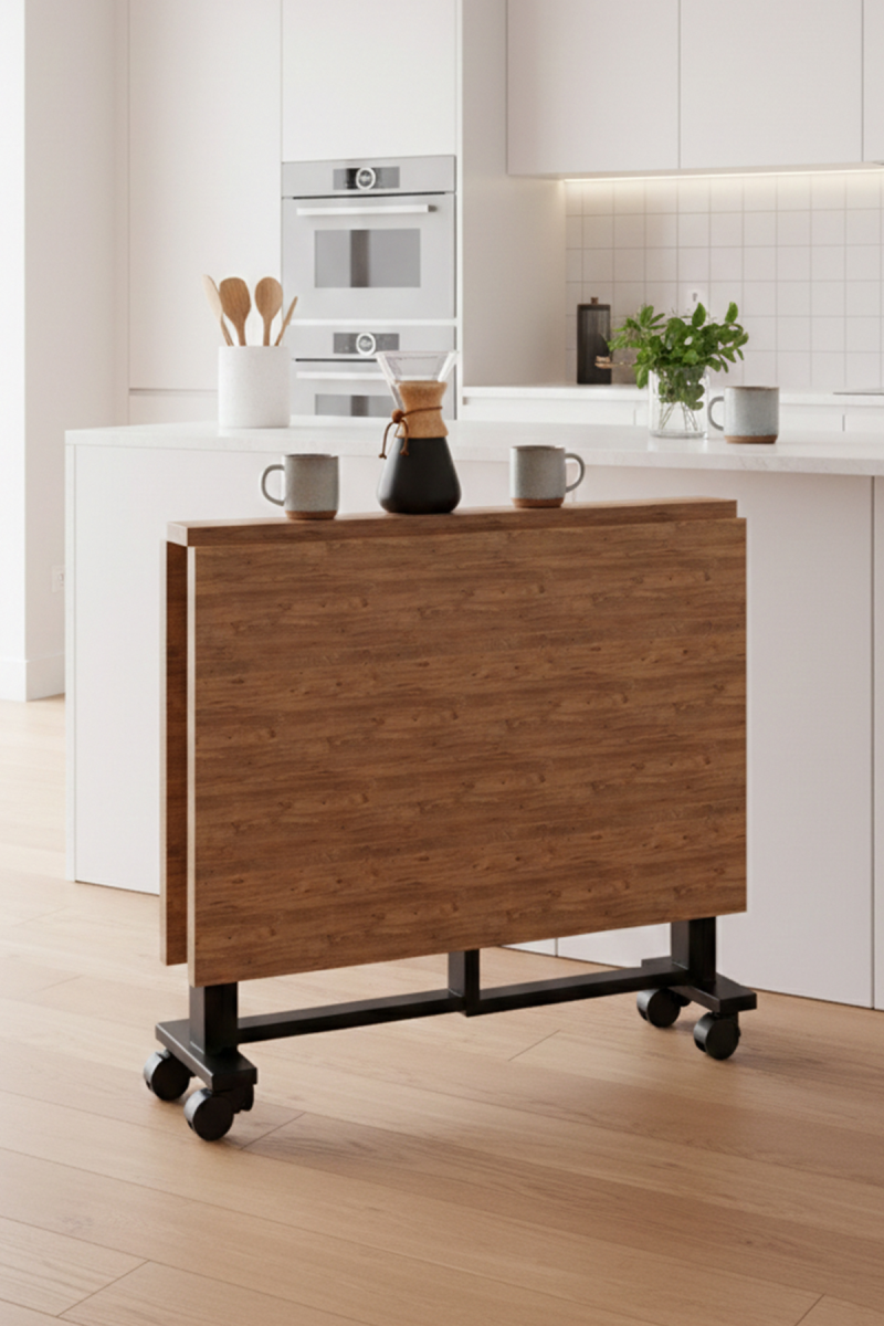 Büyük Çift Katlanabilir Ve Dik Durabilen Yemek Masası Çalışma Masası