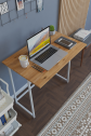 Yüceer Home Workpro Çam Tabla Beyaz Demir Ayaklı Çalışma Masası