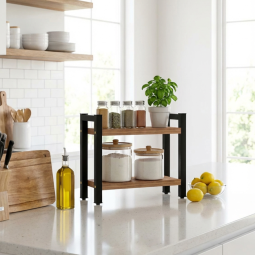 Metal Mutfak Tezgah Üstü Organizer 2 Yüksek Raflı