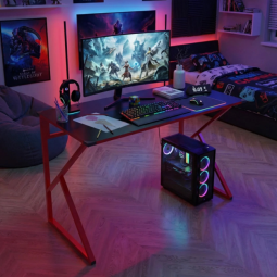 Redline Vortex Oyuncu Masası 120X60 Cm Antrasit  Kırmızı Metal Ayaklı Gaming Desk